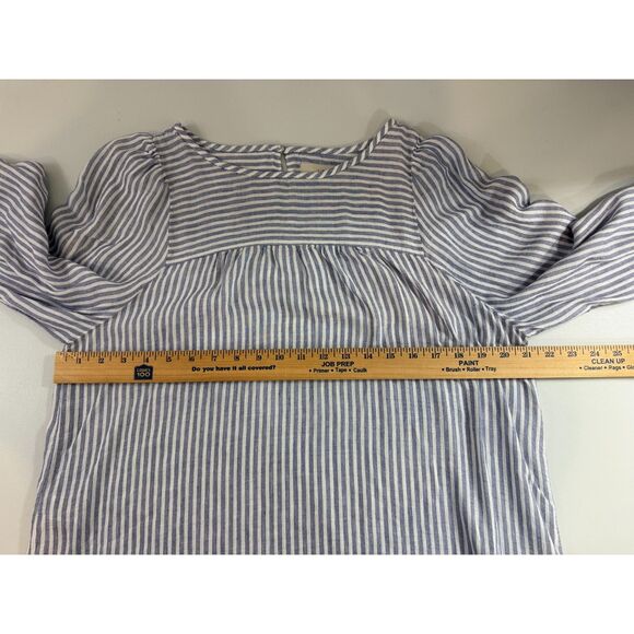 LOFT Rayon Linen Stripe Balloon Long Sleeve Blouse Top Women's Size L Large - Picture 8 of 12